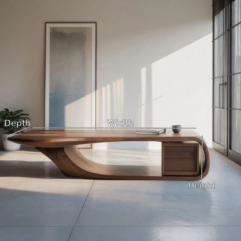 Modern Sculptural Coffee Table With Curved Design For Home Office