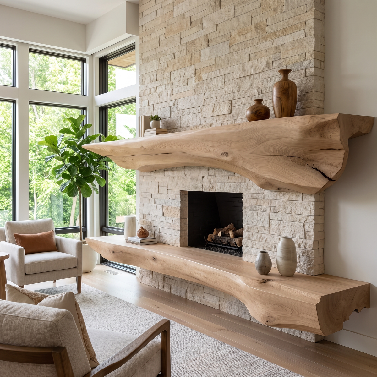 Orithen Sculpted Fireplace Mantel Shelf