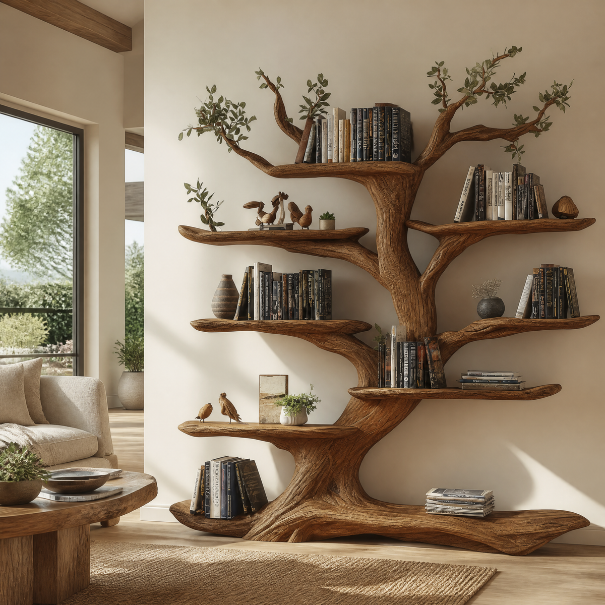 Arborelle Sculpted Solid Wood Tree Bookshelf