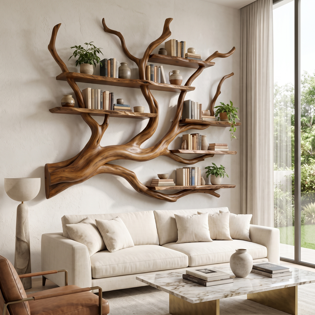 Briarcanopy Handcrafted Solid Wood Floating Tree Bookshelf