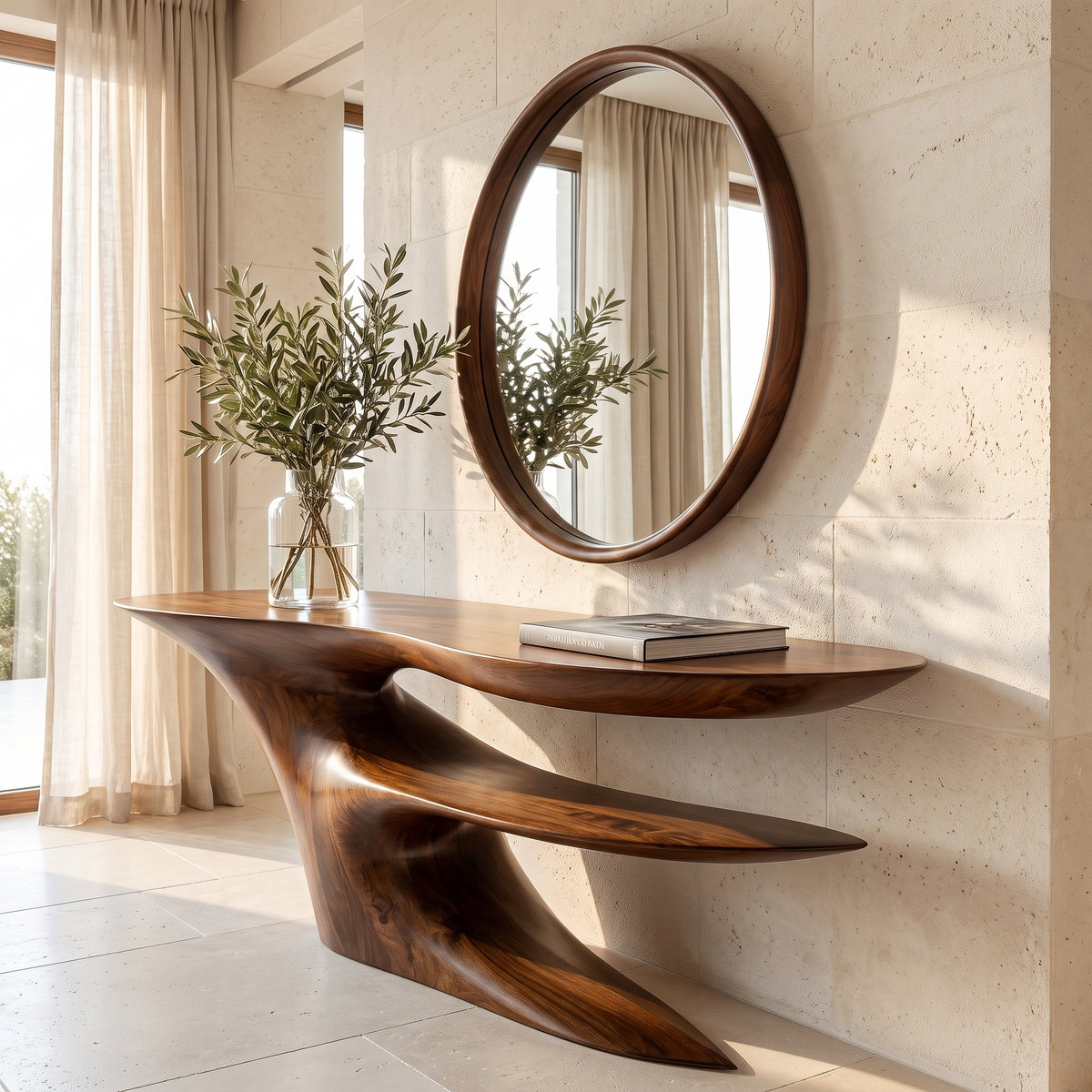 Zorathis Sculpted Solid Wood Console Table