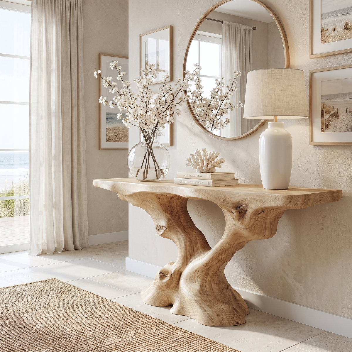 Vaelthorn Sculpted Solid Wood Console Table