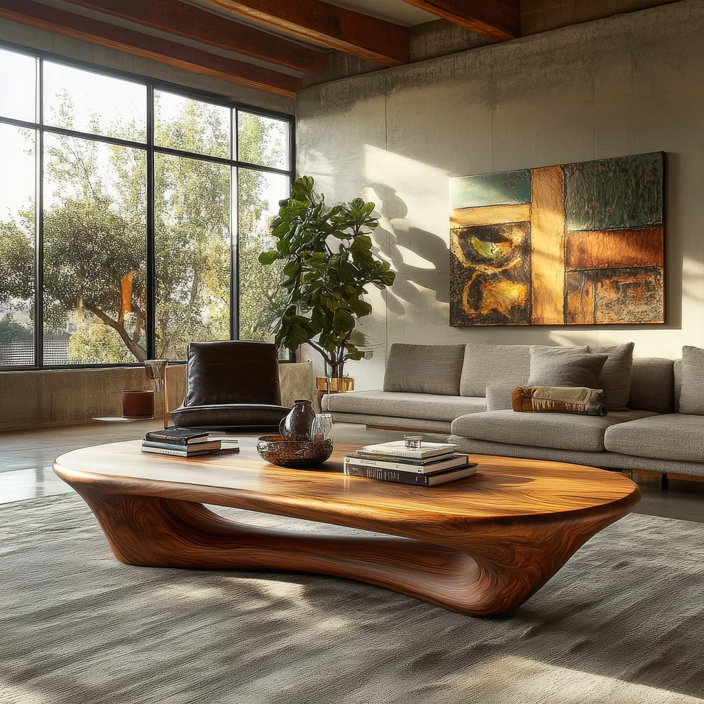 Valthera Sculpted Solid Wood Coffee Table